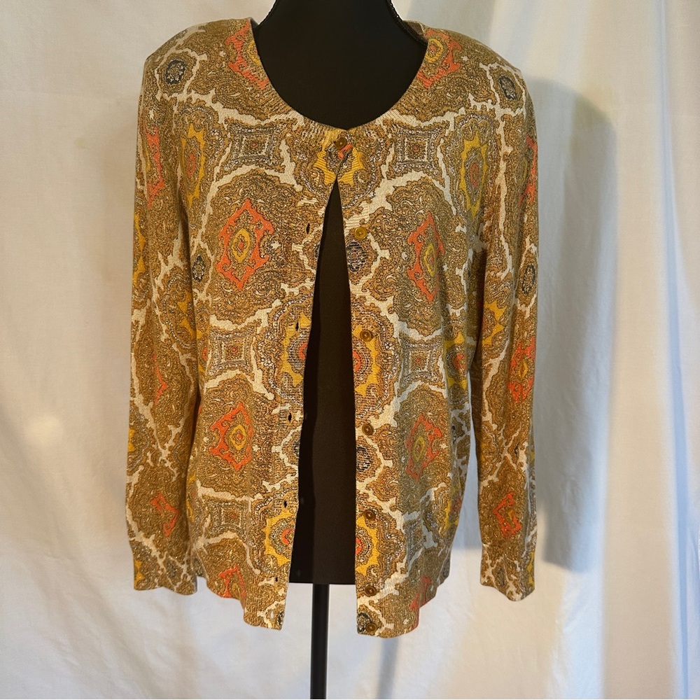 Talbot's Cardigan, sparkly gold thread throughout, size SLp